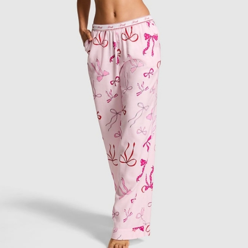 PINK Bow Print Pajama Pants